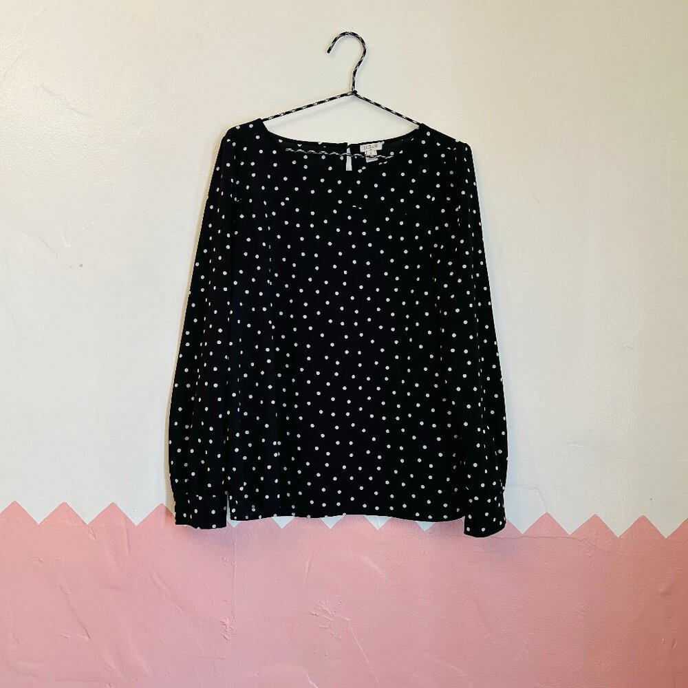 J Crew Polka Dot Holiday Blouse Size M